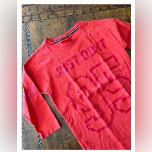 NIKE Just Do It 95 Orange Graphic Athletic Tee 3/4 Sleeve Cotton Shirt Small